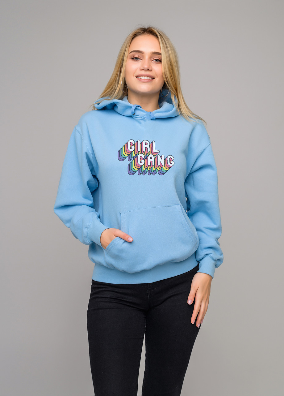 

Толстовка голубая LOYS Girl gang, Толстовка голубая LOYS Girl gang S