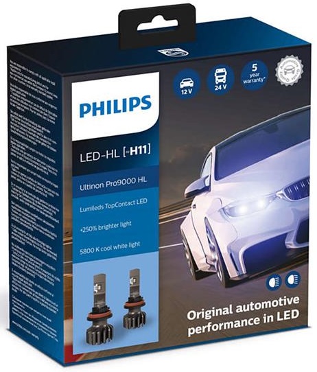 

Лампа светодиодная Philips H11 Ultinon Pro9000 +250%, 2 шт/комплект (JN6311362U90CWX2)