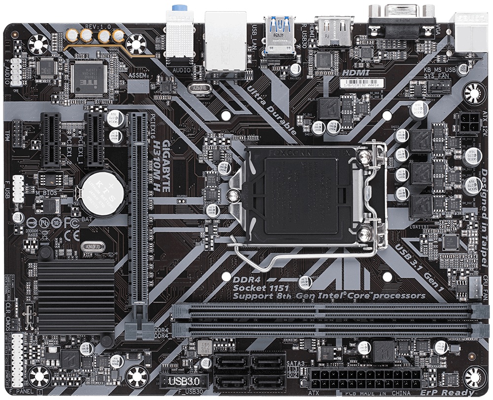 

Материнская плата GIGABYTE H310M_H s1151 H310 2xDDR4 HDMI-VGA mATX (JN63H310M_H)