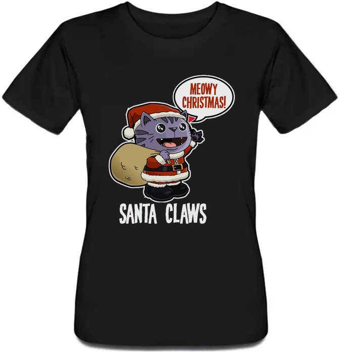 

Женская футболка Fat Cat Meowy Christmas! Santa Claws (чёрная)  42752, Женская футболка Fat Cat Meowy Christmas! Santa Claws (чёрная) XS 42752
