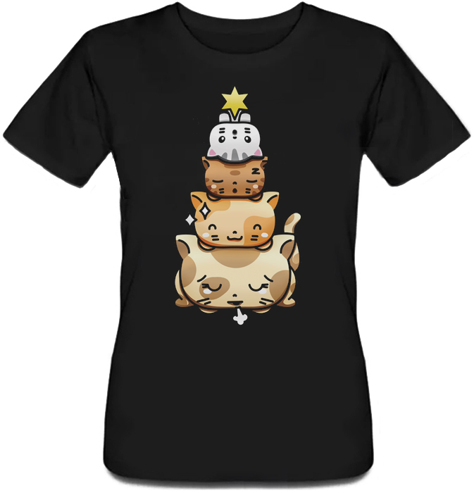 

Женская футболка Fat Cat Catmas Tree (чёрная) XXL 42843