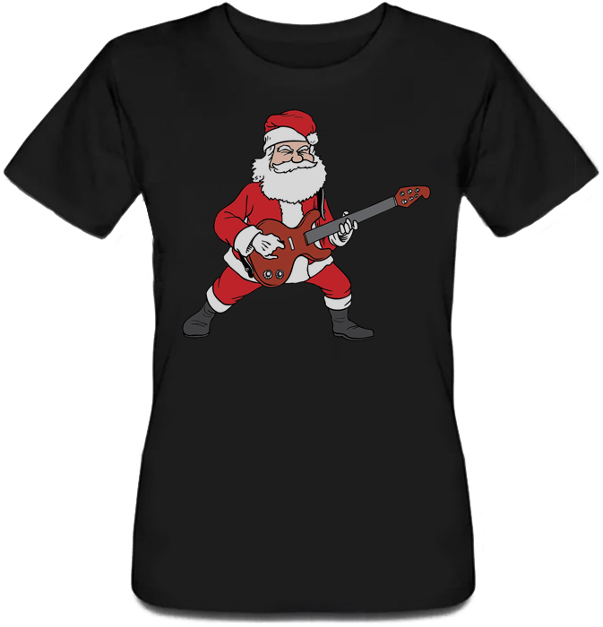 

Женская футболка Fat Cat Rockin' Santa (чёрная)  43352, Женская футболка Fat Cat Rockin' Santa (чёрная) S 43352