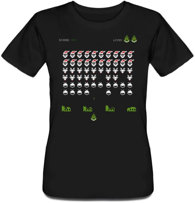 

Женская футболка Fat Cat Festive Space Invaders (чёрная)  43366, Женская футболка Fat Cat Festive Space Invaders (чёрная) M 43366