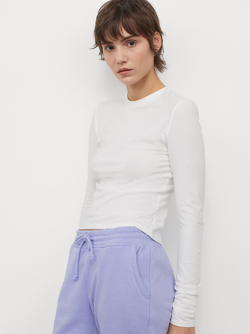 

Лонгслив H&M 762143b16 M Белый