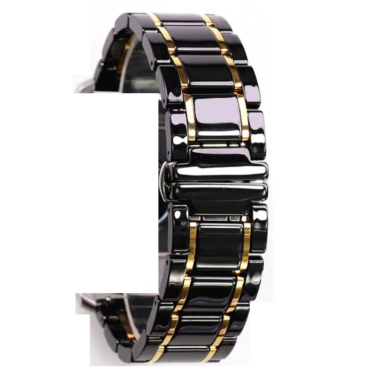 

Браслет для часов керамический Watch Band 24 мм Черный с золотистыми вставками