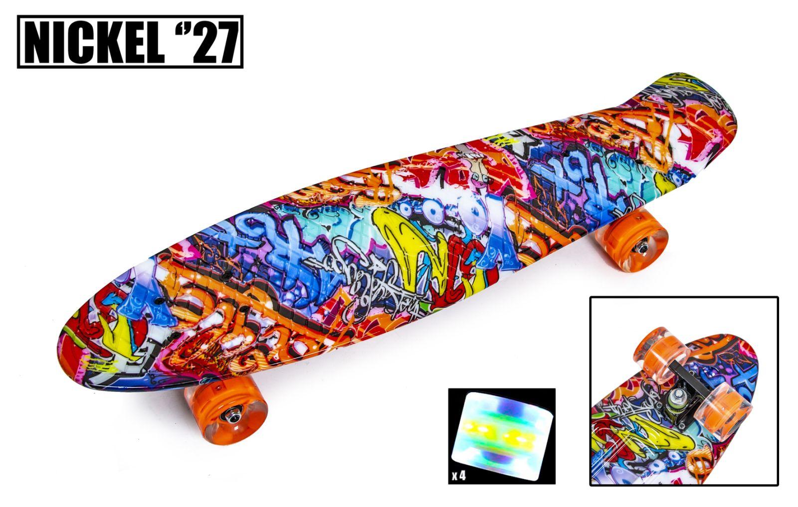 

Пенни Борд Penny Board Nickel 27" "GRAFFITY" Светящиеся колеса