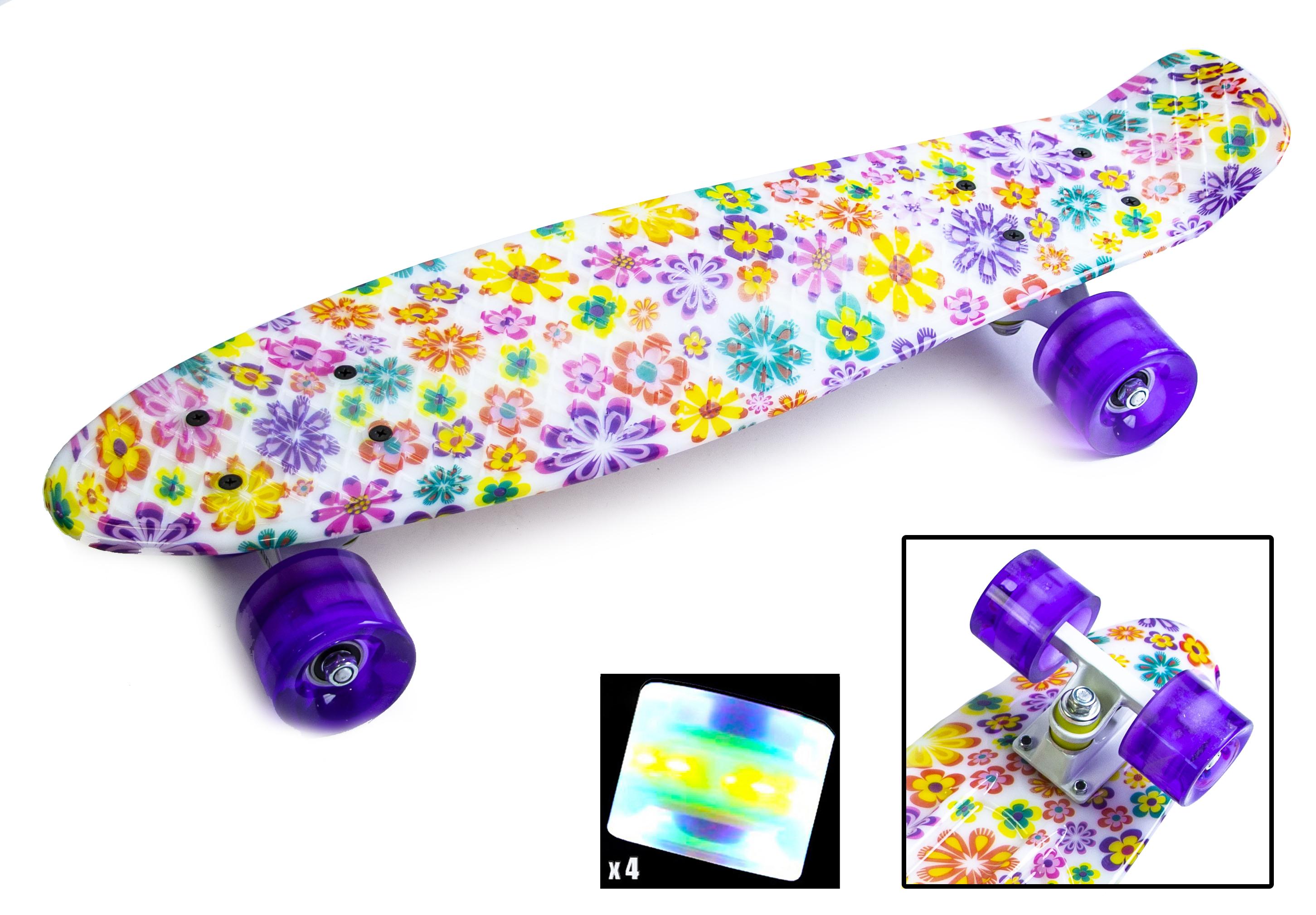 

Пенни Борд Penny Board "Violet Flowers" Светящиеся колеса