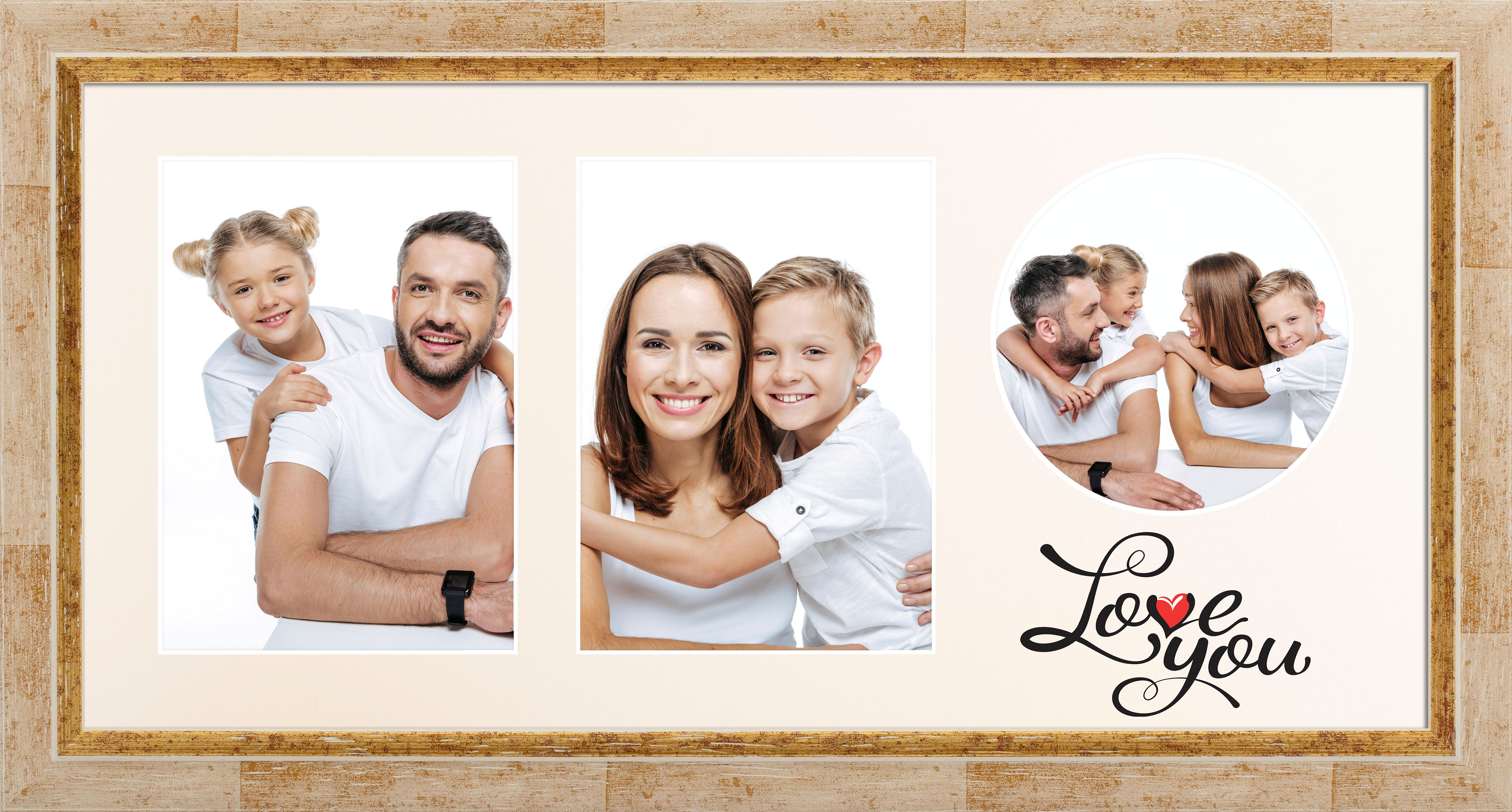 

Фоторамка коллаж с паспарту LOVE YOU для 2 фото 13х18 и 1 фото 13х13 багет: DL3202-08 (антибликовое стекло 2мм, двп, паспарту) EmojiFrame