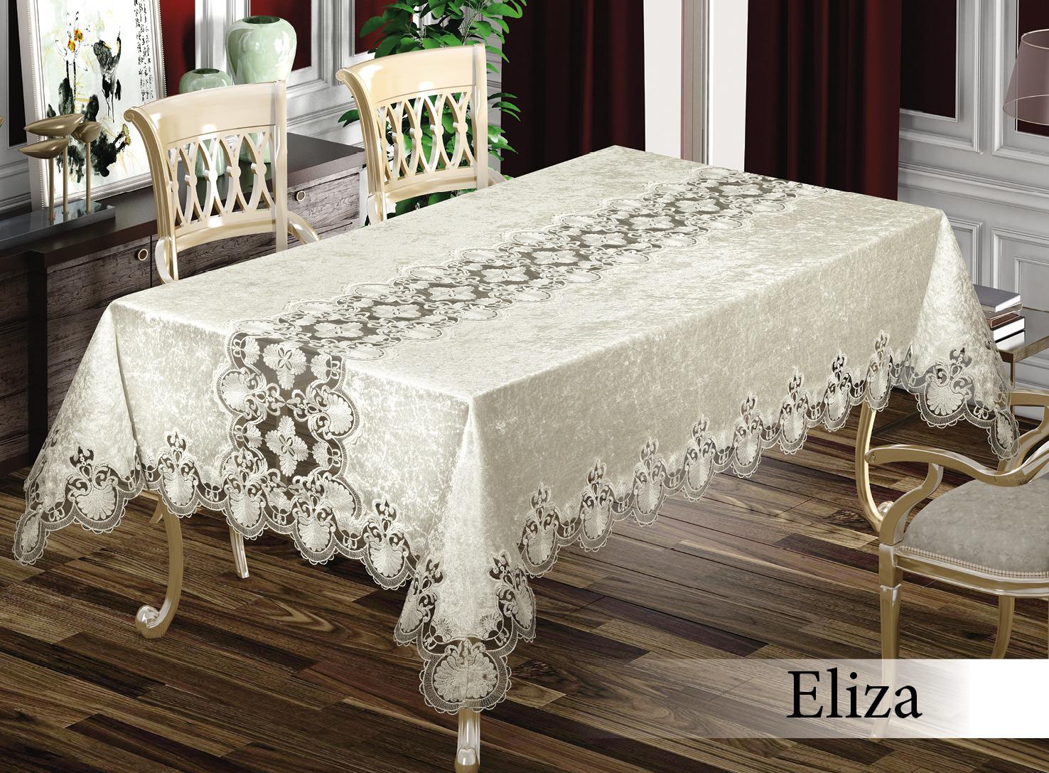 

Велюрова скатертина з мереживом Maison 160×350 Eliza, кремова Maison k-33004-1
