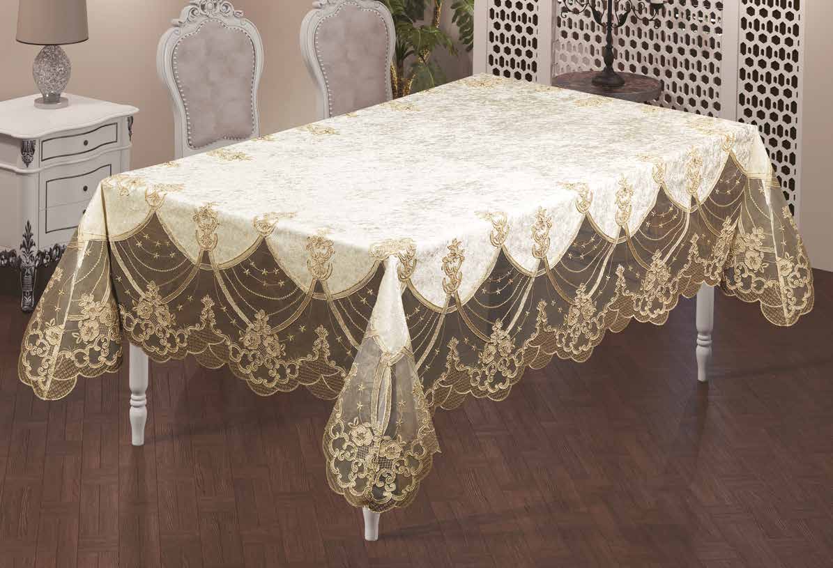 

Велюрова скатертина з мереживом Haspen 160×350 cм Marina HASPEN k-33027/1