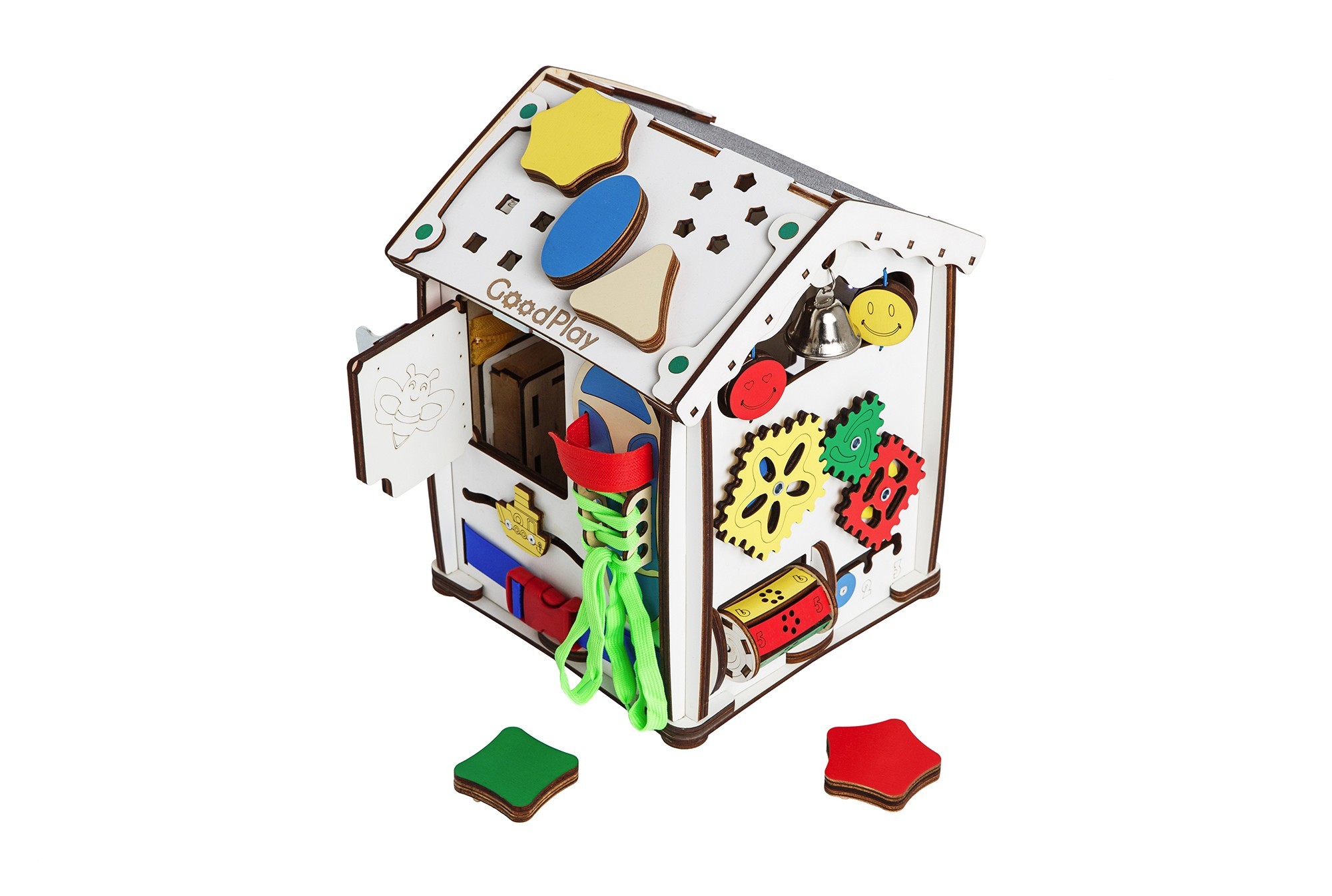 

Бизиборд GoodPlay Домик развивающий 24х24х30 см с подсветкой (B004)