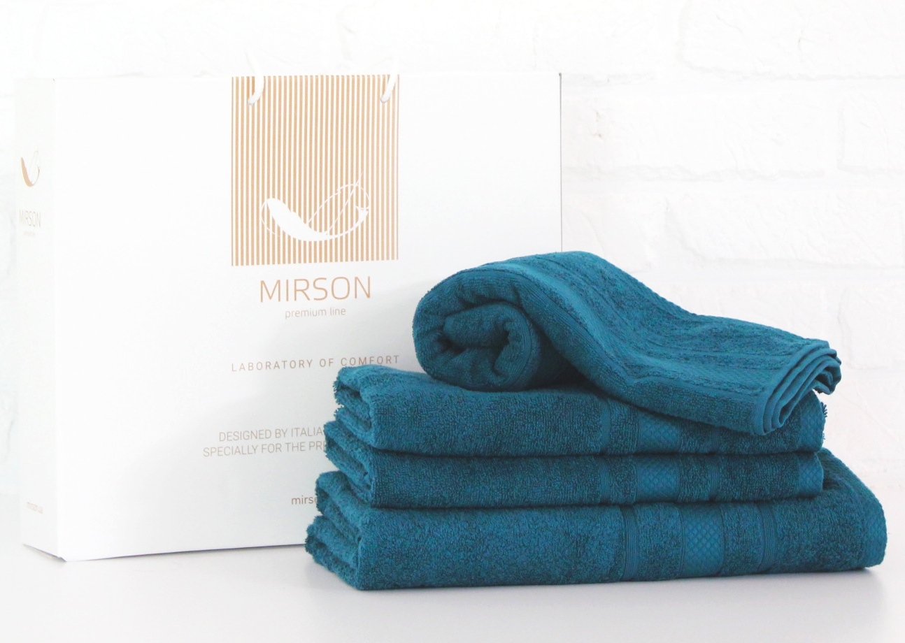 

Набор банных полотенец MirSon №5074 Elite SoftNess Darkemerald 40х70, 50х90, 70х140, 100х150