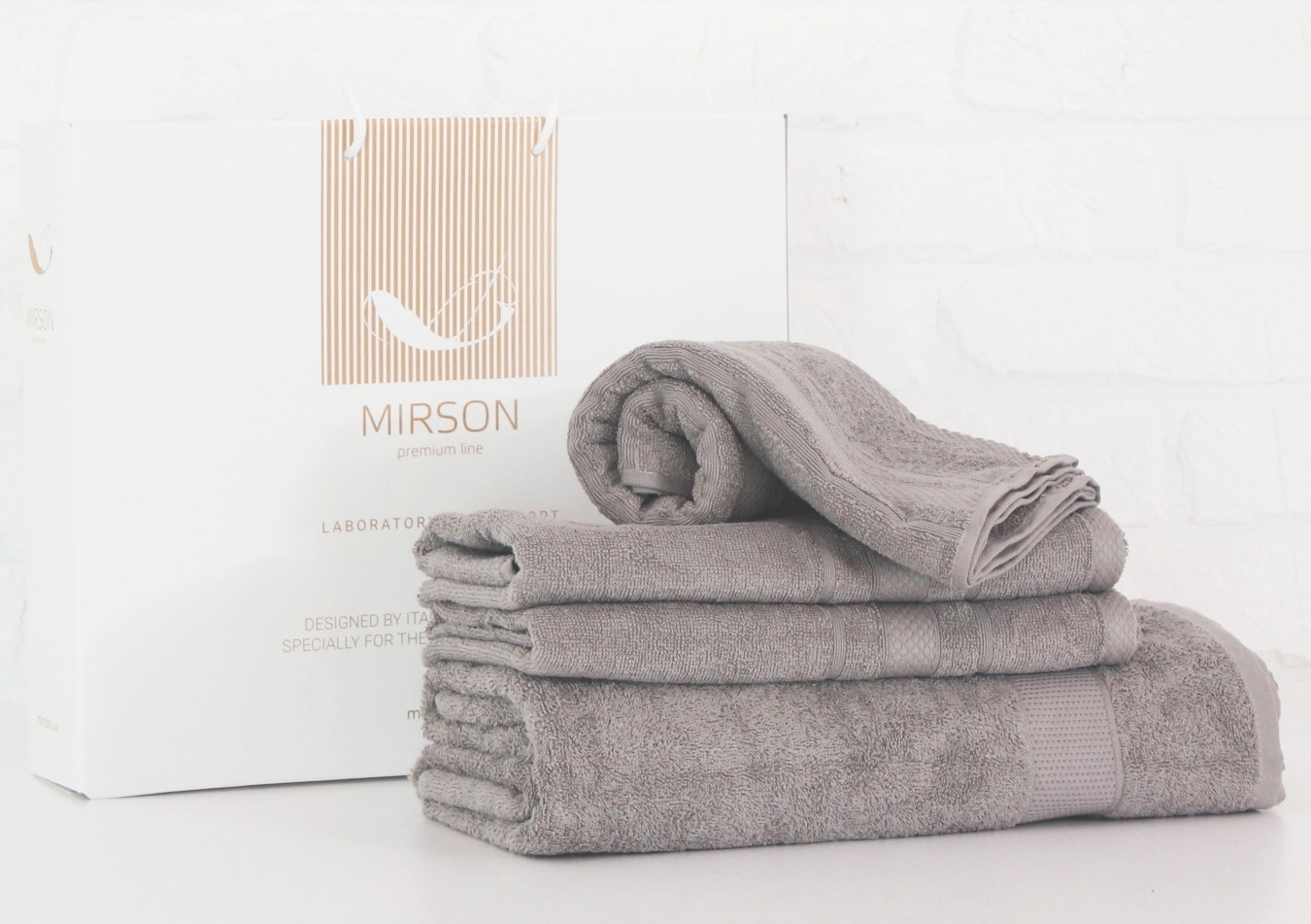 

Набор банных полотенец MirSon №5082 Elite SoftNess Smoky 40х70, 50х90, 70х140, 100х150