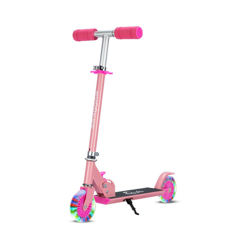 

Детский самокат Scooter 305 Pink двухколесный складной для девочки светящиеся колеса