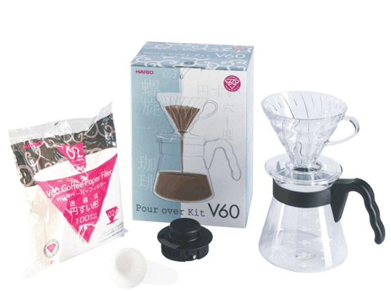 

Подарочный набор для кофе: Пуровер Hario 02 пластик, Сервировочный заварник, Фильтры