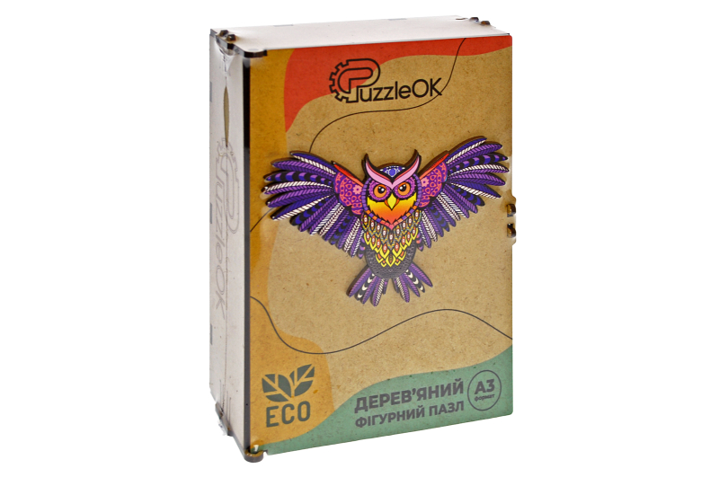 

Пазли фігурні PuzzleOK Загадкова сова А3 дерев'яні PuzA3-00004