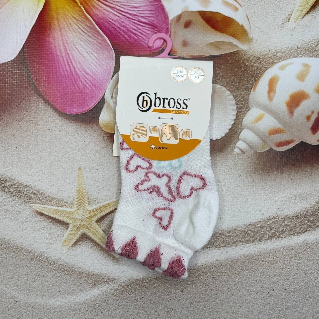

Носки детские Bross -14р Белые с пудровым, Носки детские Bross 10-14р Белые с пудровым