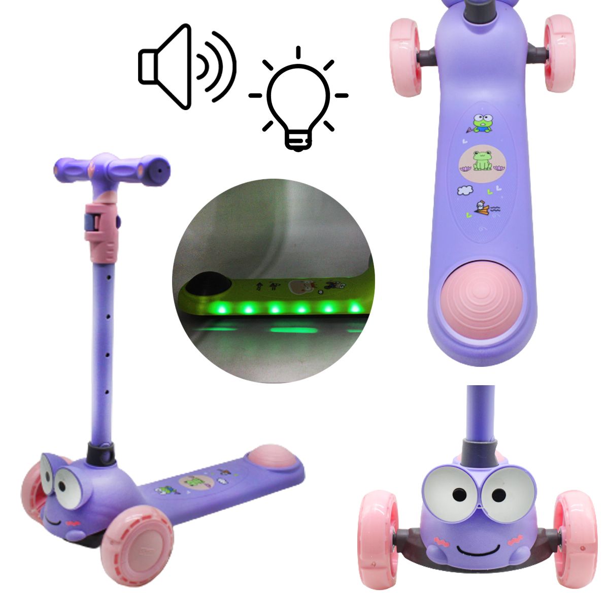 

Самокат трехколесный Мордашки фиолетовый MiC (GS-0089) (166194)