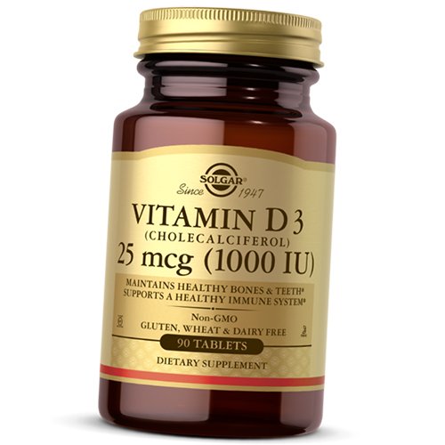 

Витамин Д3, Холекальциферол, Vitamin D3 1000 Tab, Solgar 90таб (36313177)