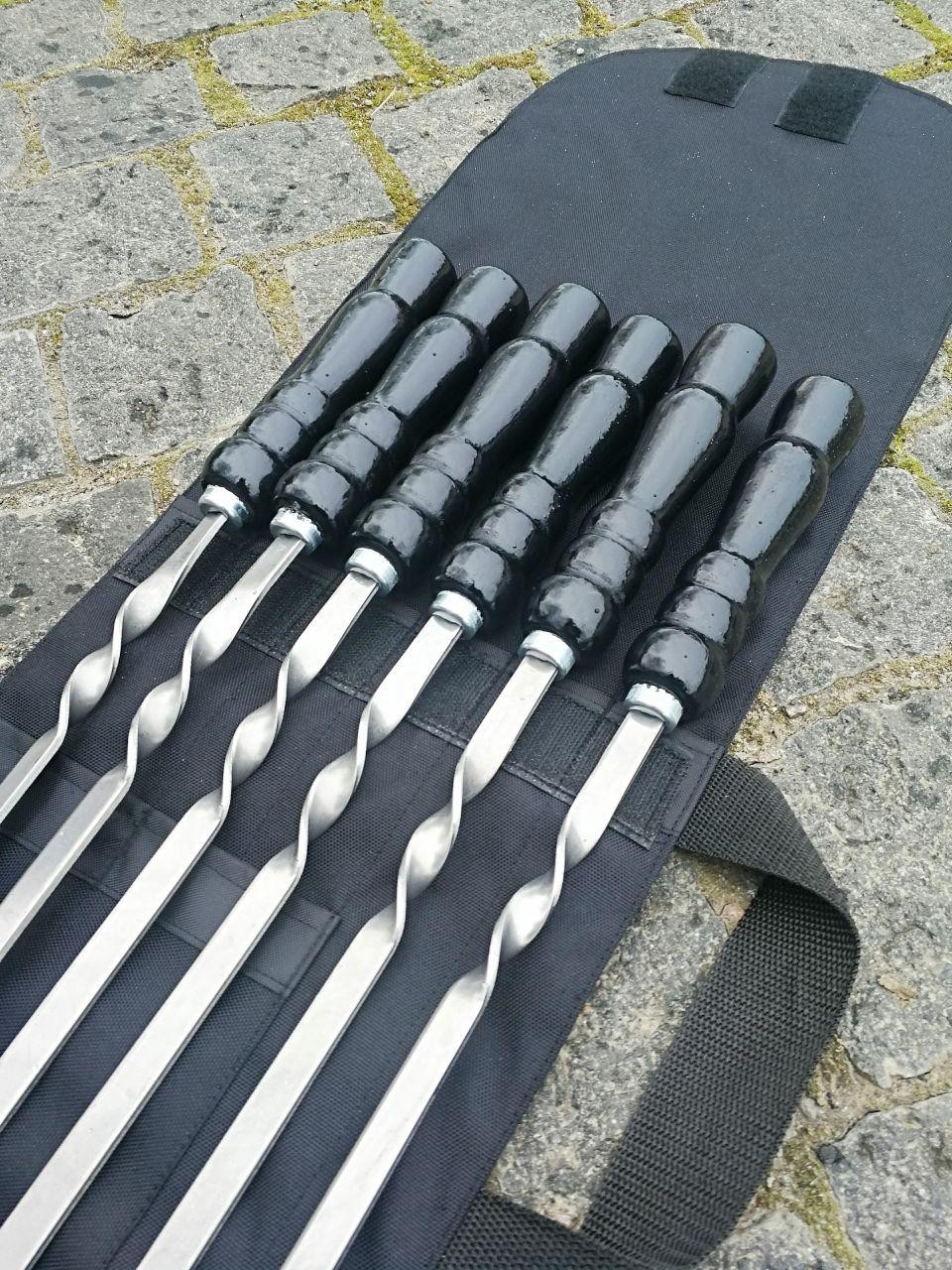 

Подарочный набор шампуров с деревянной ручкой BLACK LUX 6 шт. Подарок отцу на праздник Новый год
