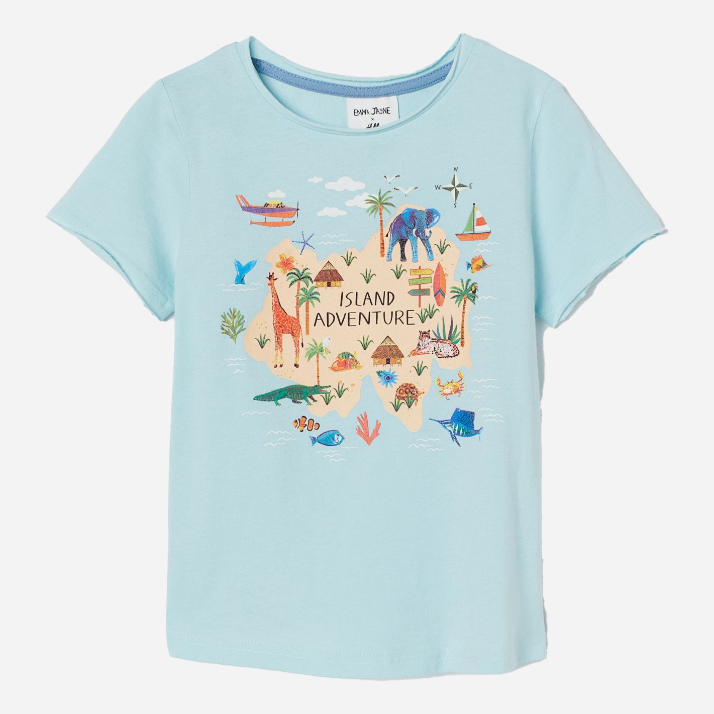 

Футболка H&M 1703-8642881 122-128 см Светло-бирюзовый/Принт