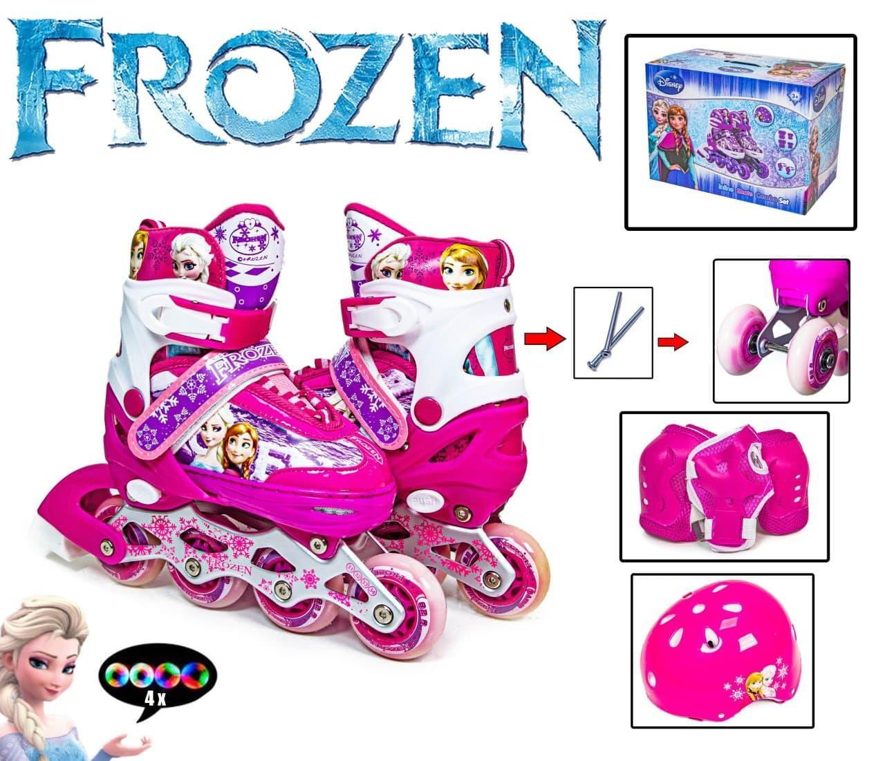 

Комплект Роликов для девочки DISNEY FROZEN размер 27-30 +защита + шлем РОЗОВЫЙ
