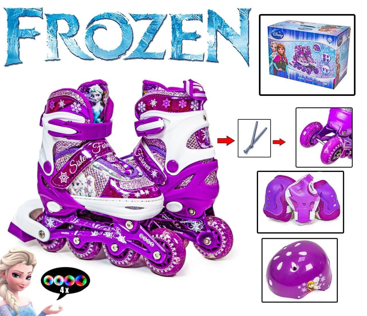 

Комплект Роликов для девочки DISNEY FROZEN размер 35-38 +защита + шлем Фиолетовые