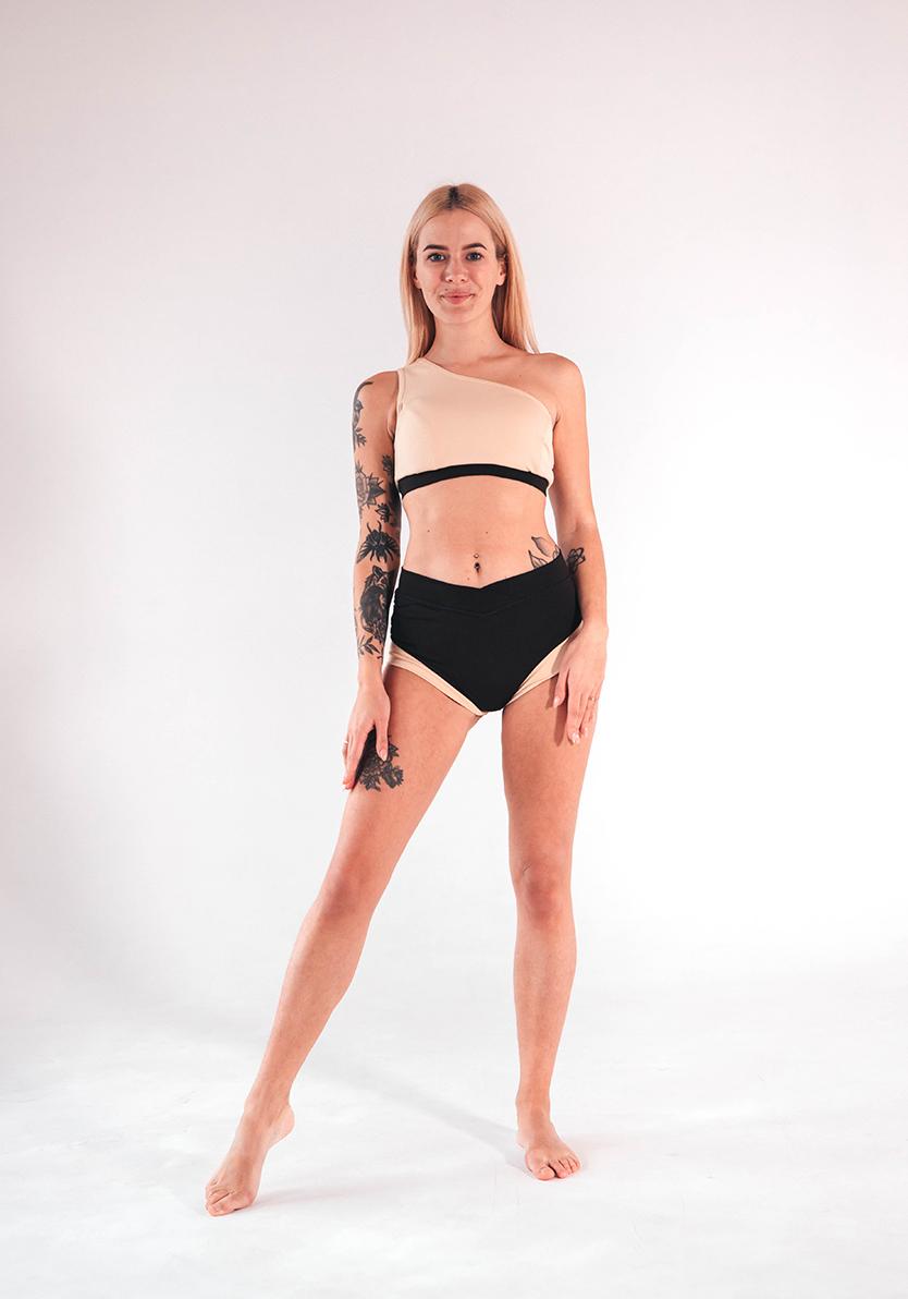 

Костюм для pole dance Neko Base Nude L Черно-Бежевый