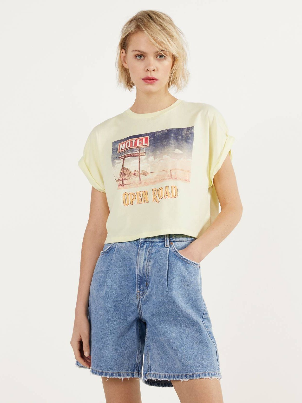 

Футболка Bershka 1991/059/306  Лимонная, Футболка Bershka 1991/059/306 S Лимонная