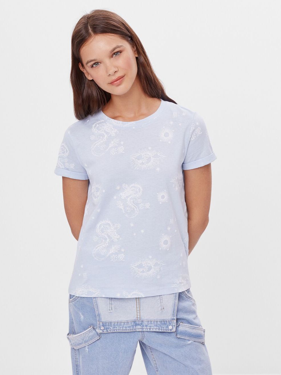 

Футболка Bershka 2428/443/406  Голубая, Футболка Bershka 2428/443/406 S Голубая