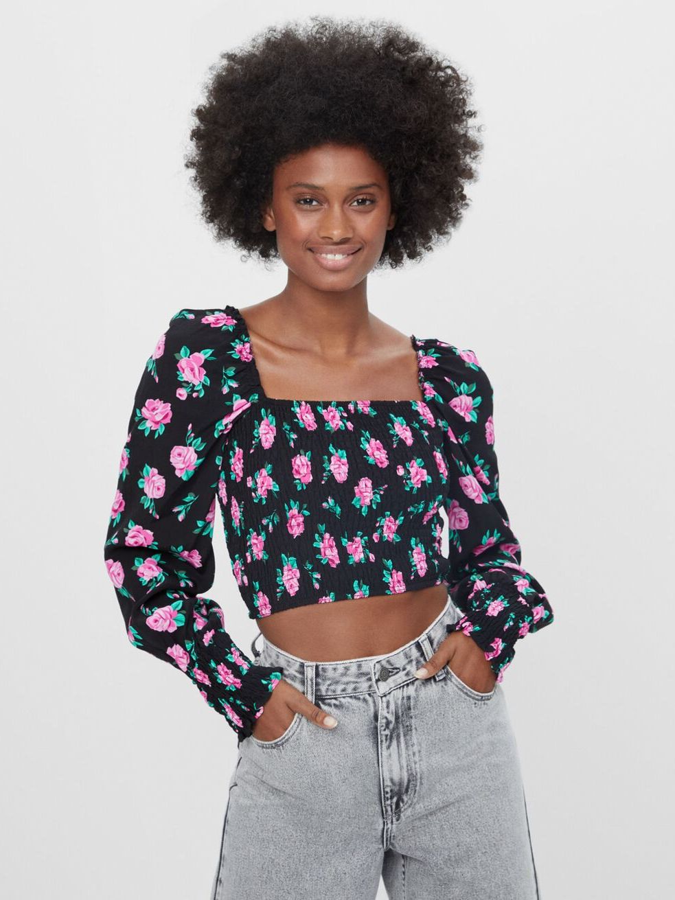 

Топ Bershka 5798/619/800 XS Черный с розовым
