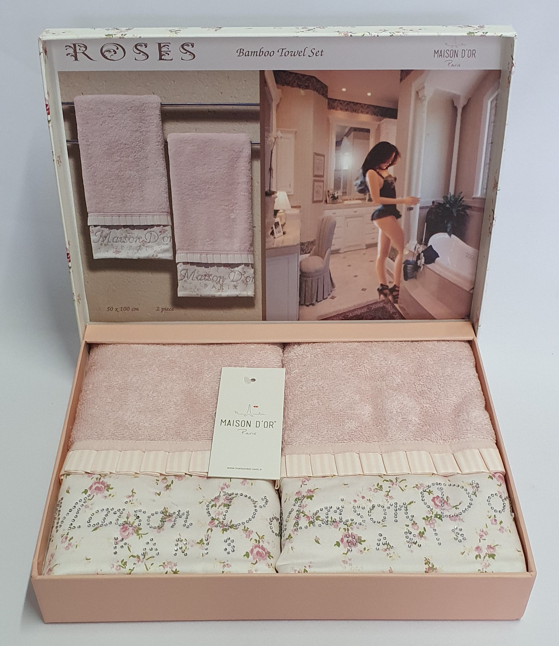 

Полотенца Maison D'or 2шт Roses Бамбук 50x100 Rose