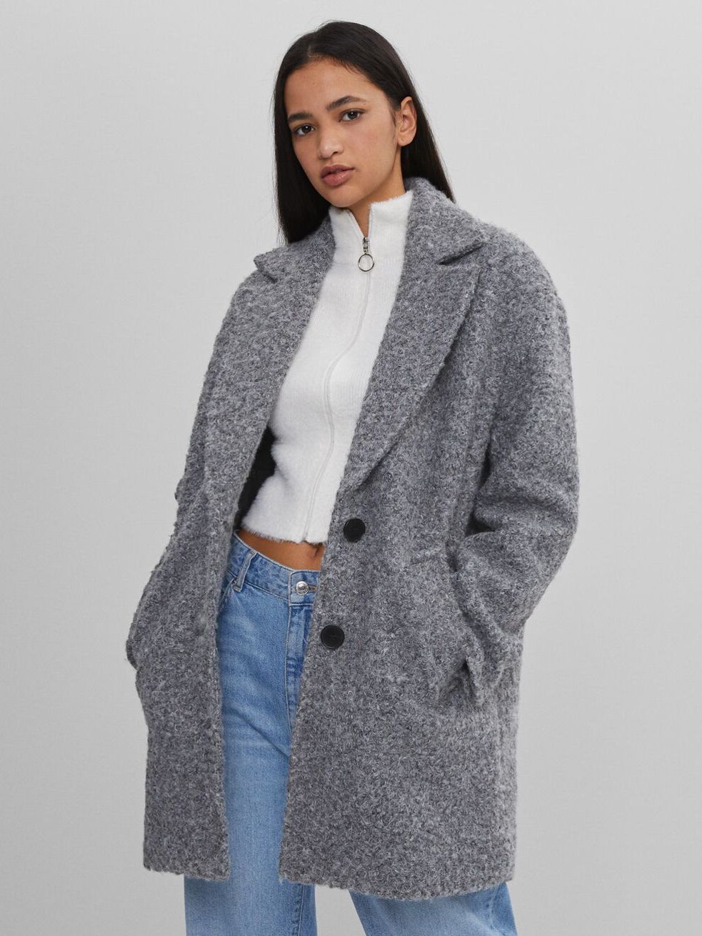 

Пальто Bershka 6419/564/812 S Серое