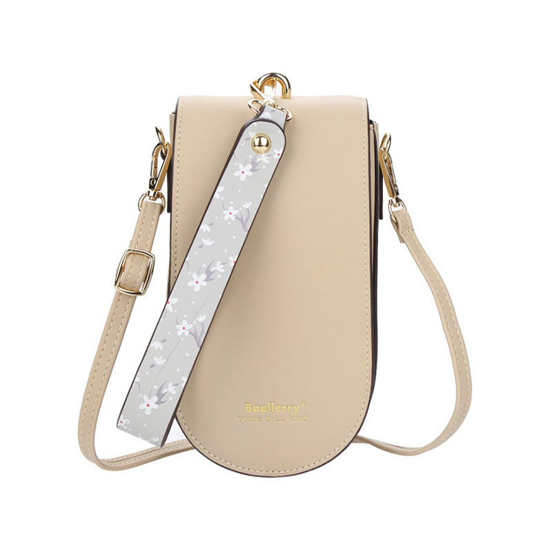 

Женская сумочка-кошелек Lesko N8613 Beige портмоне с ремнем на плечо