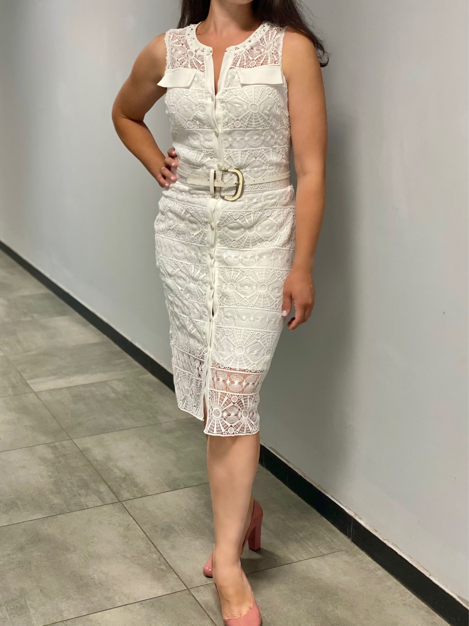 

Платье Phardi 042646728 ришелье белый футляр XL