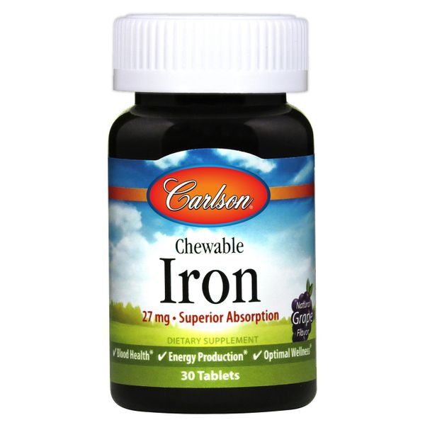 

Хелатное Железо Carlson Labs Chewable Iron 27 mg 60 таблеток