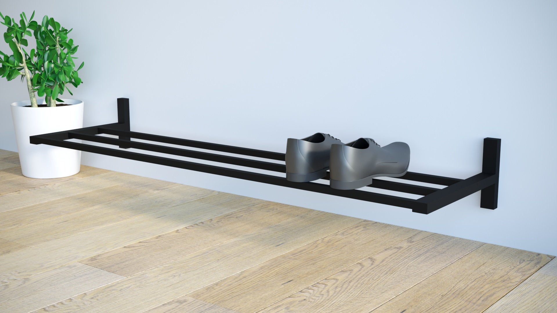 

Полка для обуви настенная М1 Черный L 35х100х20 см (00039-2)