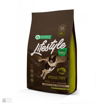 

Сухой корм для собак всех пород Nature's Protection Lifestyle Grain Free Poultry Adult All Breeds с домашней птицей 1,5 кг