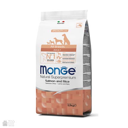

Сухой корм для собак всех пород Monge All Breeds Adult Salmon с лососем 2,5 кг