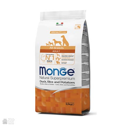 

Сухой корм для собак всех пород Monge All Breeds Adult Duck с уткой 2,5 кг