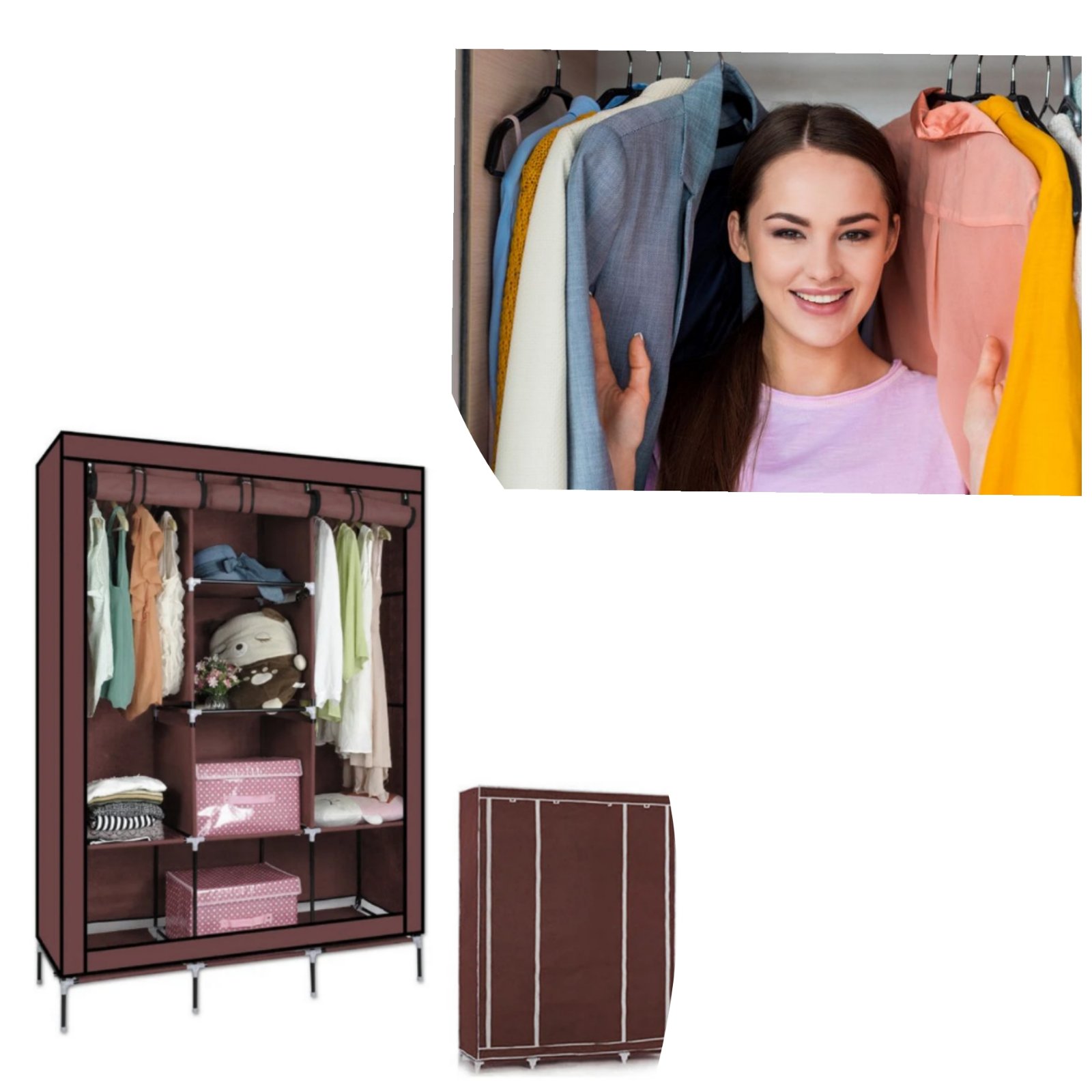 

Шкаф тканевый складной STORAGE WARDROBE 88130 на 3 секции 130х45х175 см коричневый (2934)