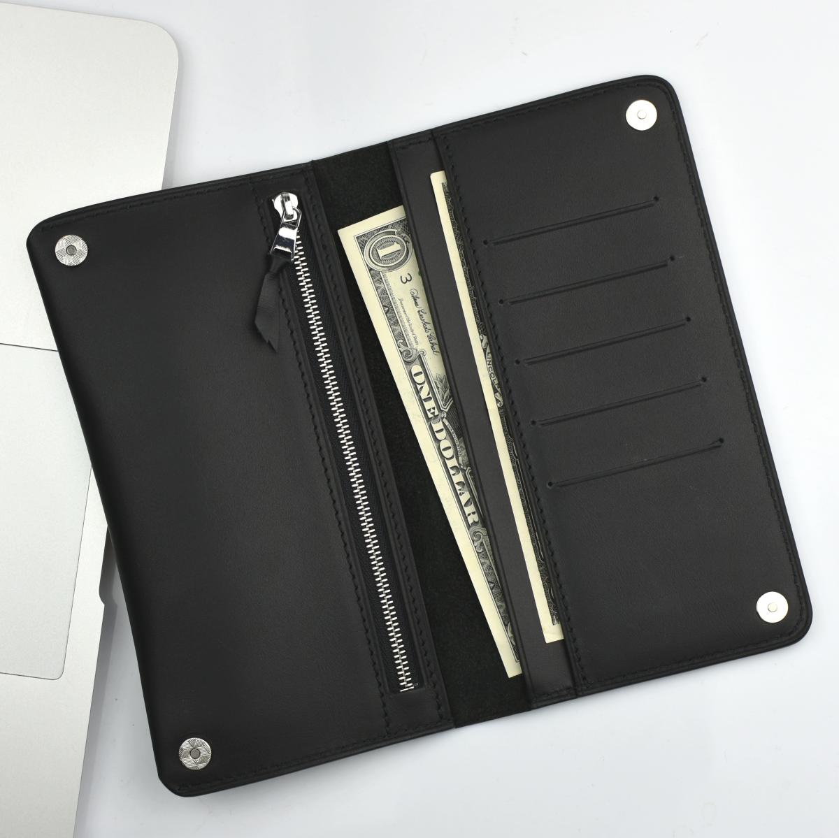 

Кожаный мужской кошелёк чёрного цвета Morison Atelier`Travel case` размер Оne size