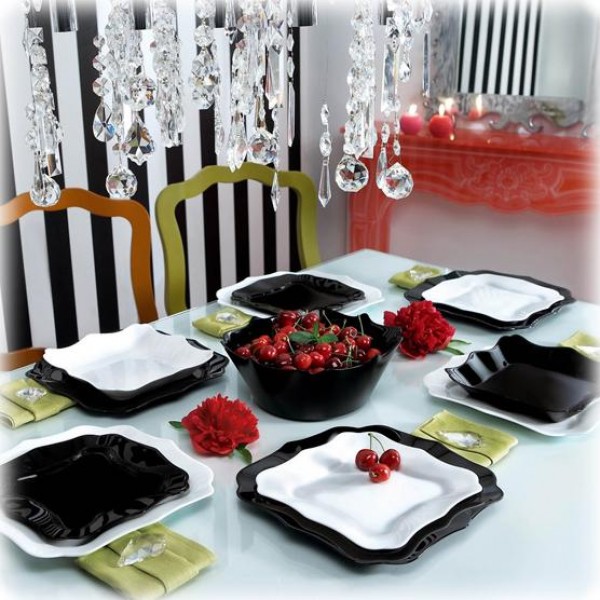 

Столовый сервиз из закаленного стекла Luminarc Authentic Black&White на 6 персон 19 предметов, стеклокерамика