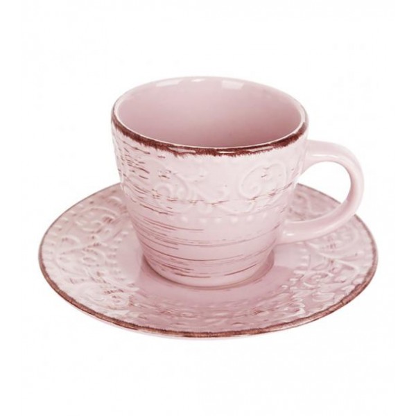 

Чайный керамический набор Antique Pink 6 чашек 280 мл и 6 блюдец, покрыт глазурью