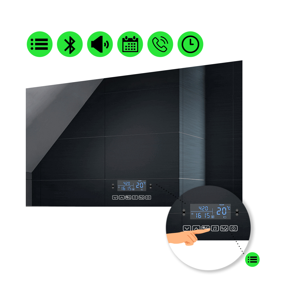 

LED-зеркало 90x80см, с Smart-блоком, модель Lucia