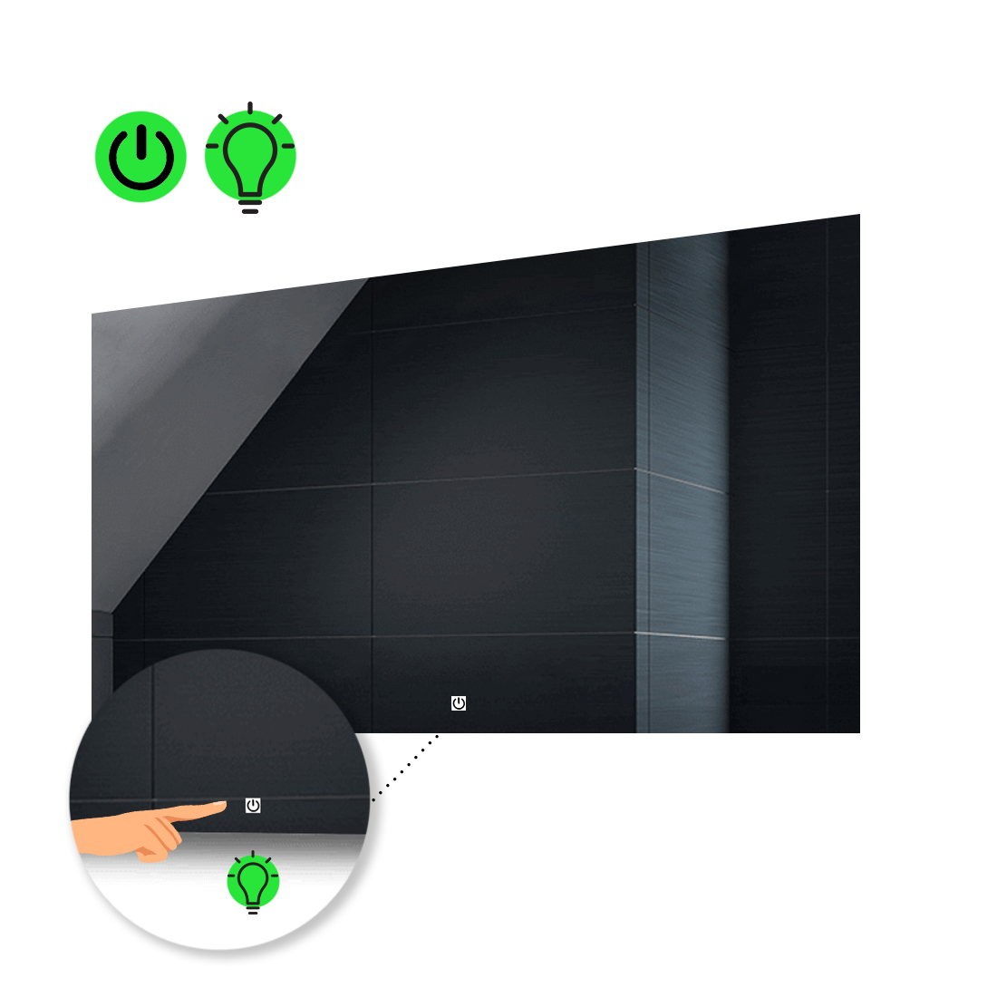 

LED-зеркало 100x80см, с сенсорной кнопкой управления, модель Lucia