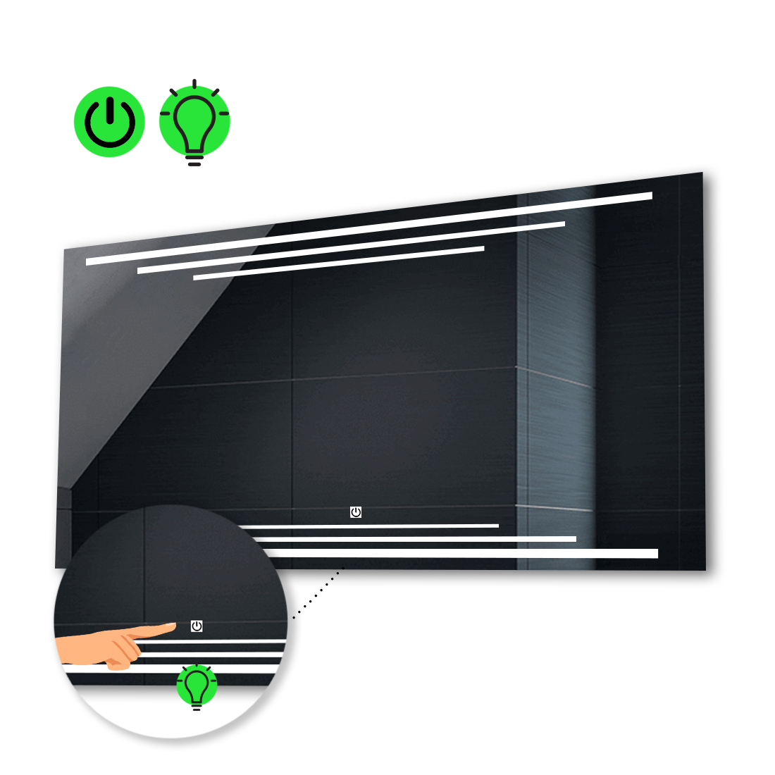 

LED-зеркало 100x90см, с сенсорной кнопкой управления, модель Francisca