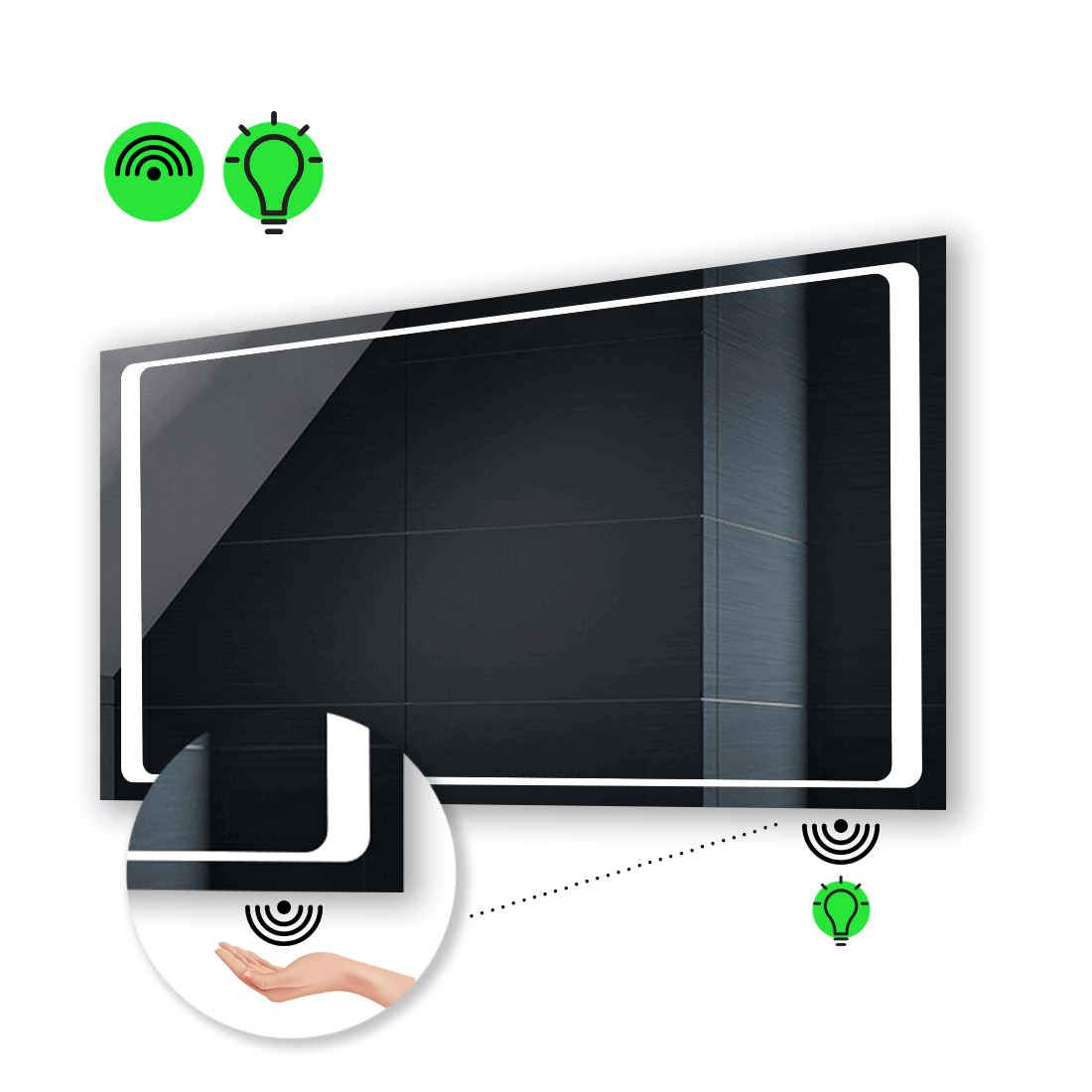 

LED-зеркало 100x60см, с ИК включателем, модель Emma