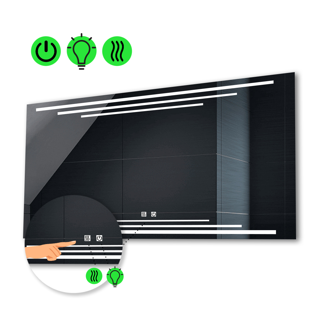 

LED-зеркало 120x100см, с двумя сенсорами и подогревом, модель Francisca
