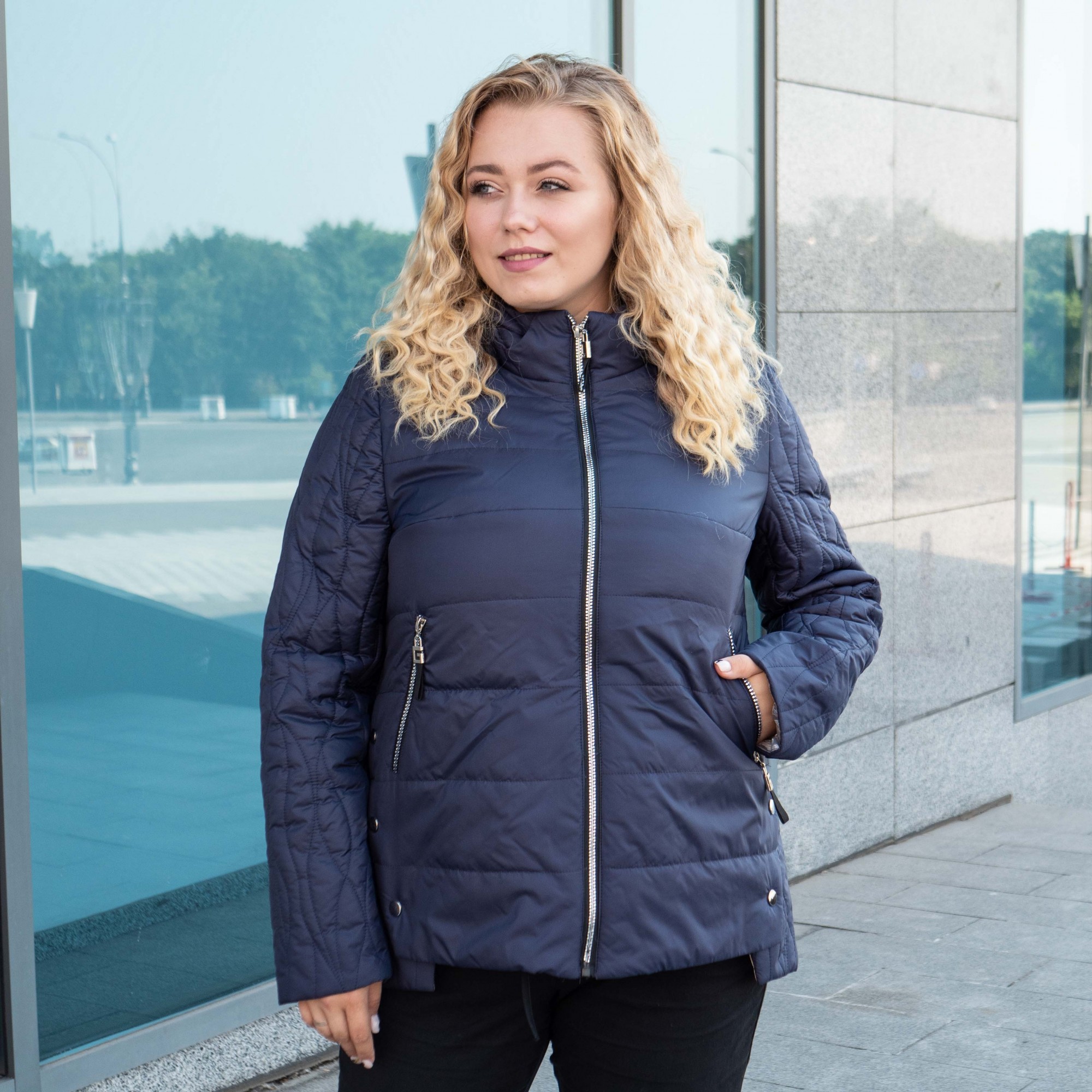 

Женская куртка большого размера UF-Fashion Alsu-x  темно-синий, Женская куртка большого размера UF-Fashion Alsu-x 56 темно-синий